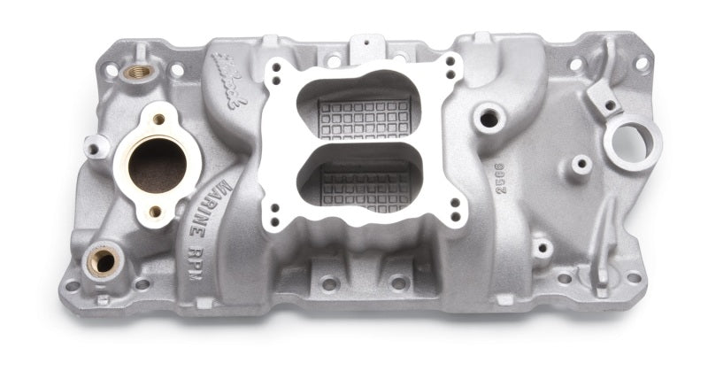Edelbrock 2506 Manifold fits SBC 23-Degree Marine RPM 1987-1995 w/ Brass