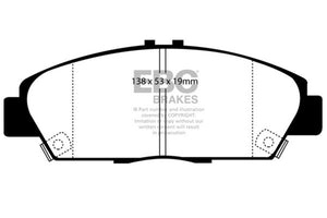 EBC UD568 92-96 fits Honda Prelude 2.2 Ultimax2 Front Brake Pads