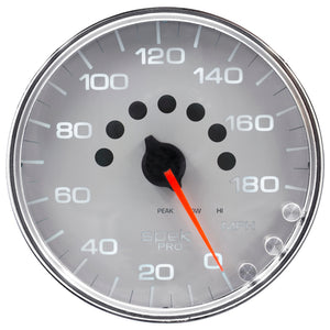 AutoMeter P23021 Autometer Spek-Pro Gauge Speedometer 5in 180 Mph Elec. Programmable Silver/Chrome