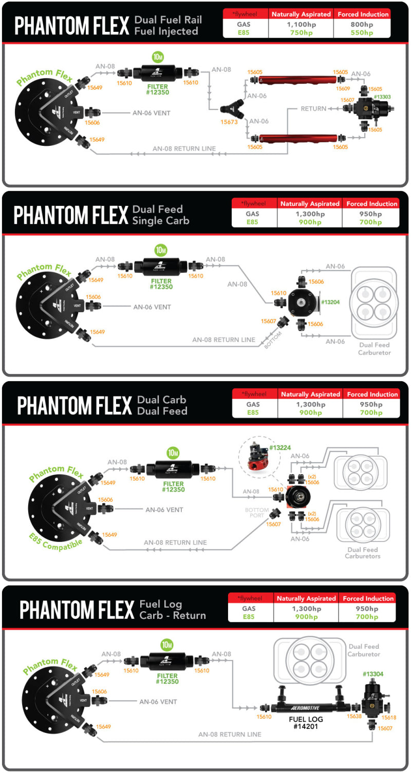 Aeromotive  18310 Fuel Pump - Universal - Phantom 450 - 6-10in Depth