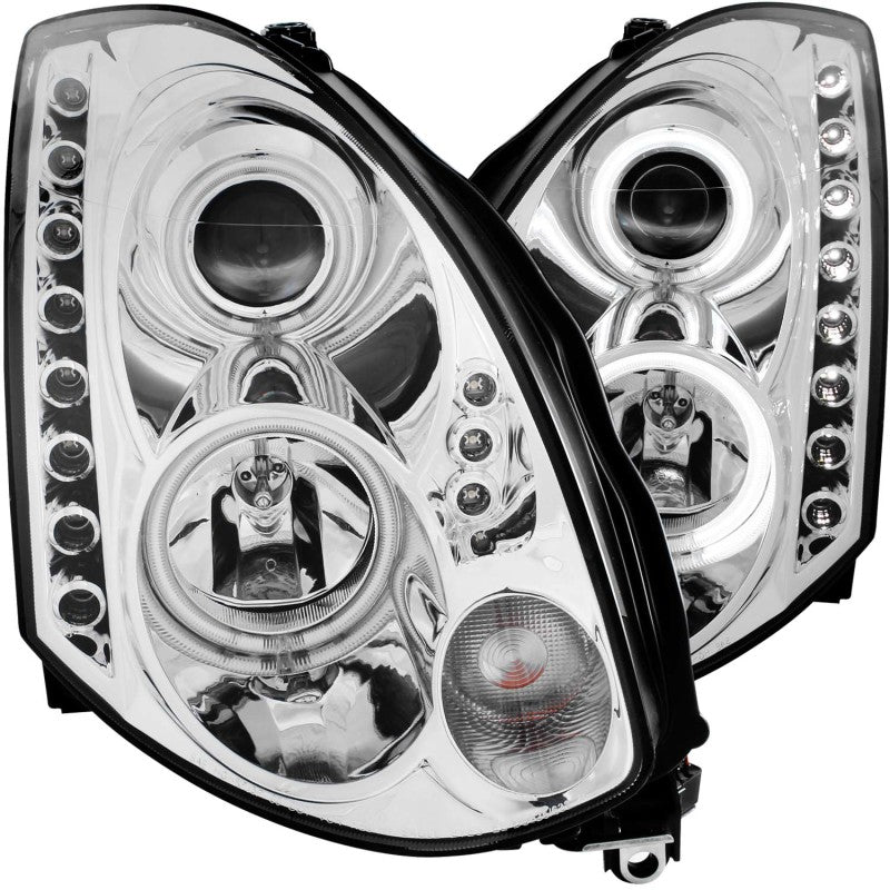 ANZO 121364 2007 fits Infiniti 03-20 G35 Projector Headlights w/ Halo Chrome (CCFL) (HID Compatible)