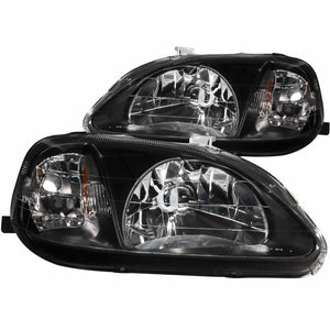 ANZO 121070 1999-2000 fits Honda Civic Crystal Headlights Black