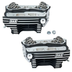S&S 90-1361 Cycle 84-99 BT Super Stock Cylinder Heads - Wrinkle Black Aluminum F