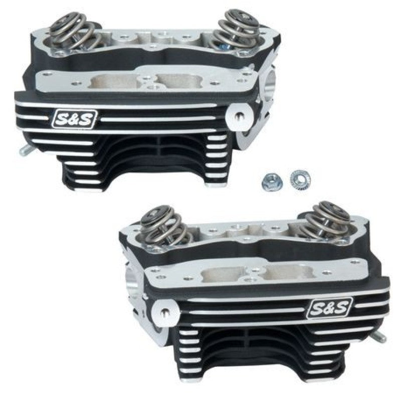 S&S 90-1361 Cycle 84-99 BT Super Stock Cylinder Heads - Wrinkle Black Aluminum F