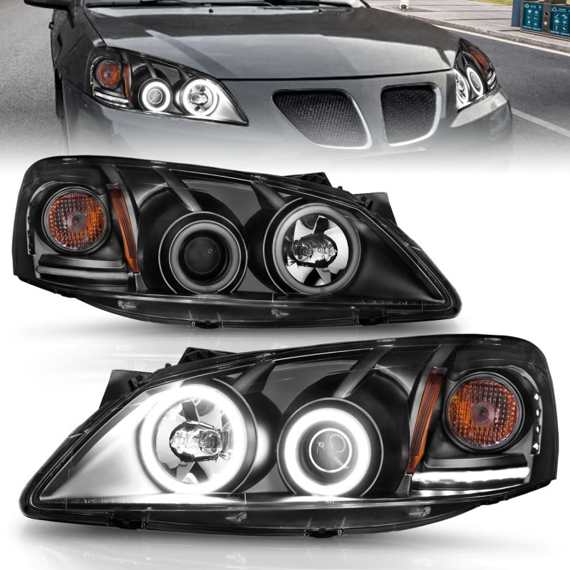 ANZO 121371 2010 fits Pontiac 05-20 G6 Projector Headlights w/ Halo Black (CCFL)