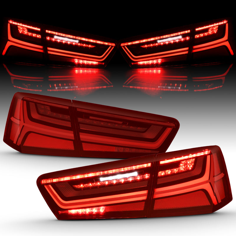 ANZO 321353 2018 fits Audi 12-20 A6 LED Taillight Black Housing Red/Clear Lens 4 pcs (Sequential Signal)