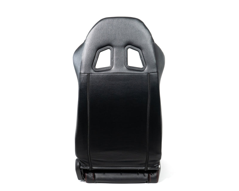 NRG RSC-208-1L RSC-208-1L/R Reclinable Racing Seats Black Leather w/ Logo Red