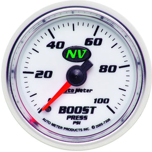 AutoMeter 7306 Autometer NV 52mm 0-100 PSI Boost Mechanical Gauge