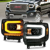 ANZO 111487 fits GMC 14-15 SIERRA 1500 2500H/15-19 Projector Headlight Plank Style Black w/ Switchback (Halogen)