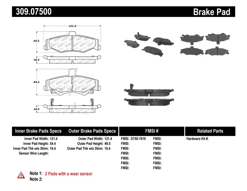 Stoptech 309.075 Performance Brake Pads