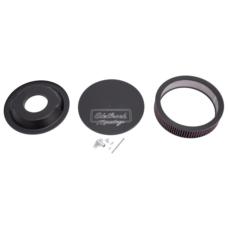 Edelbrock 41613 Air Cleaner Victor Series Round Aluminum Top Cloth Element 14In Dia X 3 125In Black