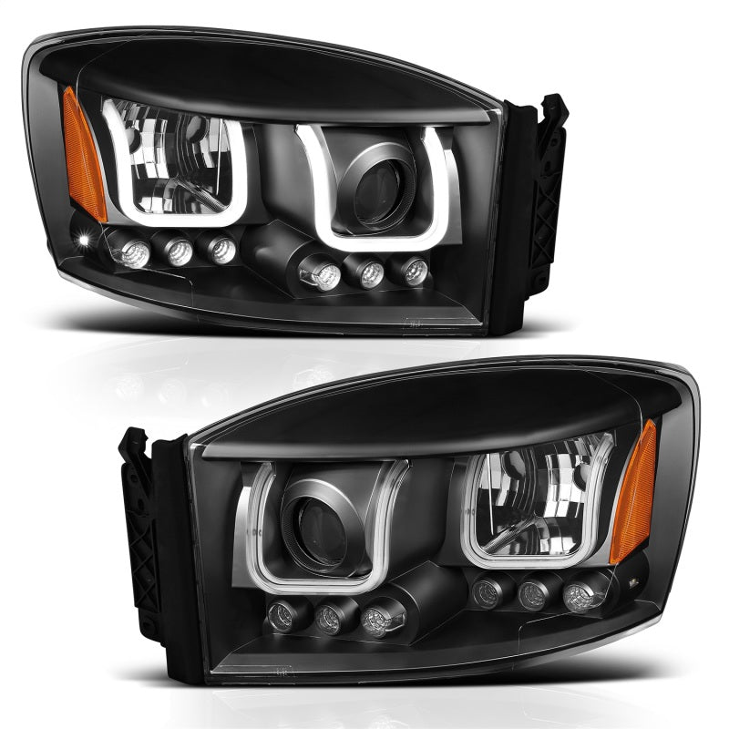 ANZO 111314 2008 fits Dodge 06-20 Ram 1500 Projector Headlights w/ U-Bar Black