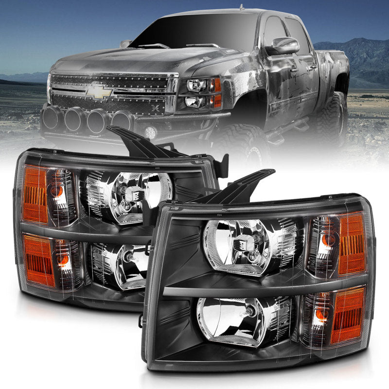 ANZO 111393 2013 fits Chevrolet 07-20 Silverado Crystal Headlights Black