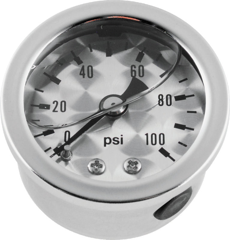 Bikers Choice 496461 0-100 PSI Oil Pressure Gauge Engine Turned Face SS Bezel L