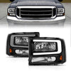 ANZO 111549 fits Ford 99-04 F250/F350/F450/Excursion (excl. 99) Crystal Headlights - w/ Light Bar Black Housing