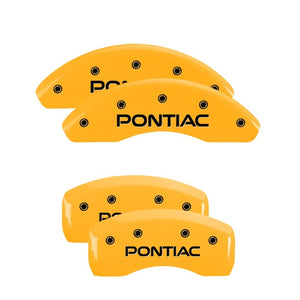 MGP 18026SPOPYL 4 Caliper Covers Engraved Front & Rear fits Pontiac Yellow Finis
