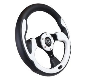 NRG RST-001WT Reinforced Steering Wheel (320mm) Blk w/White Trim & 4mm 3-Spoke