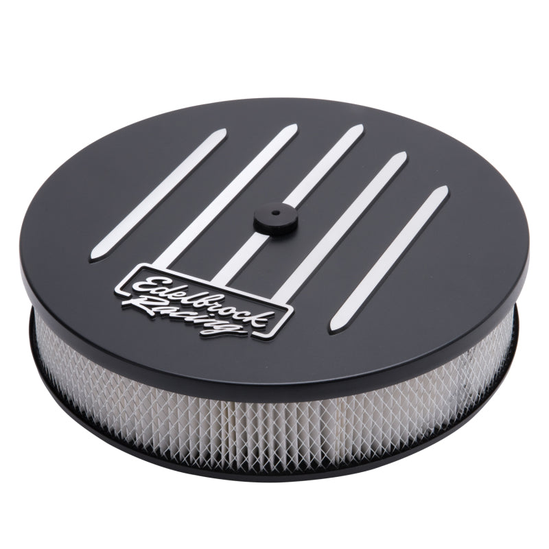 Edelbrock 41663 Air Cleaner Racing Series Round Aluminum Top Cloth Element 14In Dia X 3 125In Dropped Base