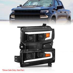 ANZO 111566-L 19-22 fits Chevrolet Silverado 1500 LED Proj HL w/Lgt Bar SwBk Seq. Blk w/In. Light - Driver Side ON
