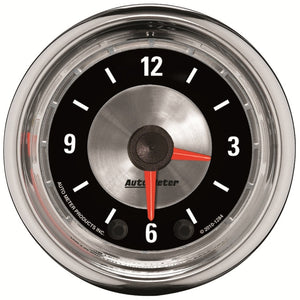 AutoMeter 1284 Autometer American Muscle 52mm Full Sweep Electric 12hr Analog Clock Gauge