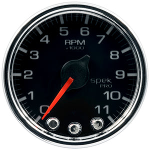 AutoMeter P33631 Autometer Spek-Pro Gauge Tach 2 1/16in 11K Rpm W/ Shift Light & Peak Mem Blk/Chrm