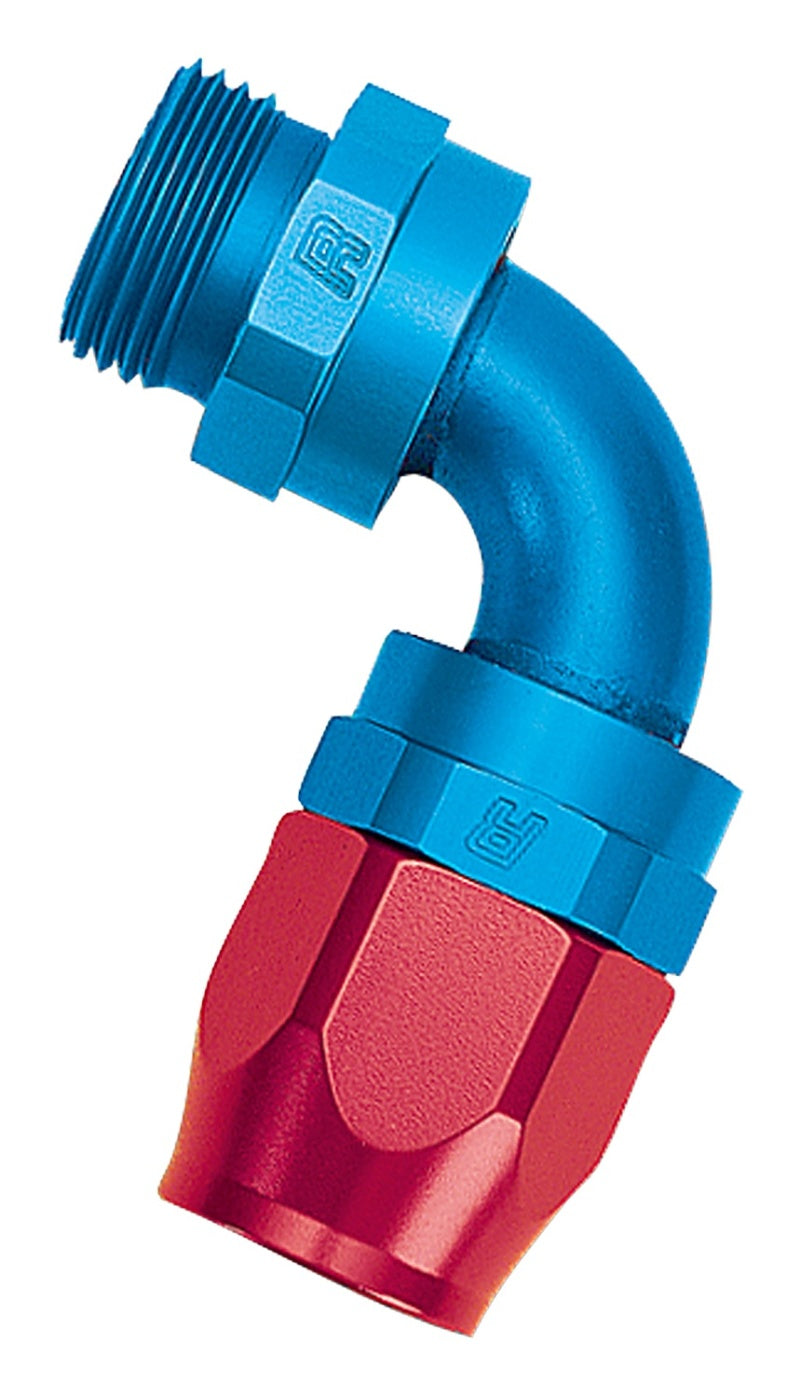 Russell 612290 Performance -10 AN Red/Blue 90 Degree Swivel Dry Sump Hose End (-8 Port 3/4in-16 Thread)