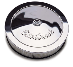 Edelbrock 1207 Air Cleaner Pro-Flo Series Round Steel Top Paper Element 14In Dia X 3 313In Chrome
