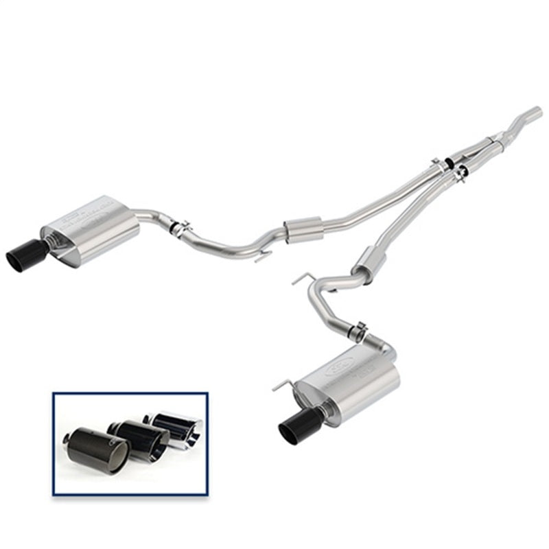 fits Ford Racing M-5200-M4SBA 2018 Mustang 2.3L Ecoboost Cat-Back Sport Exhaust System w/Black Chrome Tips