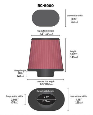 K&N Engineering RC-5000 K&N Universal Chrome Filter fits GM TPI Custom - Oval Flange