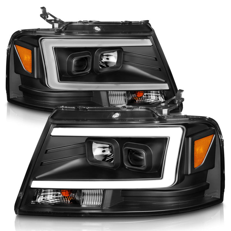 ANZO 111541 2008 fits Ford 04-20 F-150 Projector Headlights w/ Light Bar Black Housing