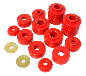 Energy Suspension 4.4107R 80-98 fits Ford F250/F350 / 80-92 Ford F100/F150 / 85-98 Ford F450 Red Body Mount Set