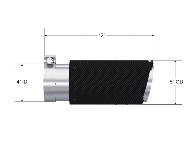 MBRP T5051CF Universal Carbon Fiber Tip 4in ID/5in OD/12in L Dual Wall Angle Cut