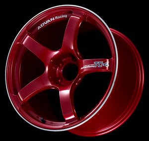 Advan YAD8H45MCRR TC4 18x8.5 +45 5x112 Candy Racing Red Wheel and Ring