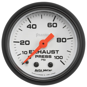 AutoMeter 5726 Autometer Phantom 2-1/16in 0-100 PSI Mechnical Exhaust (Drive) Pressure Gauge