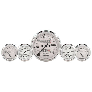 AutoMeter 1611 AutoMeter Gauge Kit 5 Pc. 3-1/8in. & 2-1/16in. Mech. Speedo. Wtmp & Oilp Old Tyme Wht