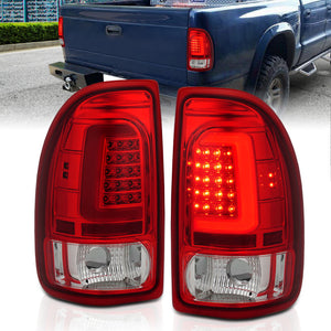 ANZO 311349 1997-2004 fits Dodge Dakota LED Taillights Chrome Housing Red Lens Pair