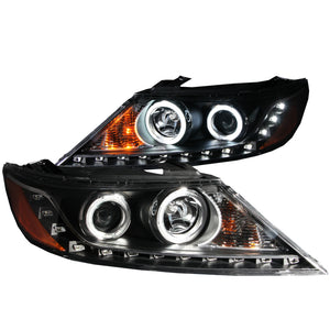 ANZO 111248 2011-2013 fits Kia Sorento Projector Headlights w/ Halo Black (CCFL)