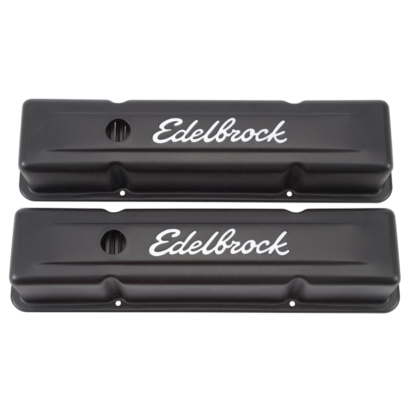 Edelbrock 4643 Valve Cover Signature Series fits Chevrolet 1959-1986 262-400 CI V8 Tall Black