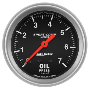 AutoMeter 3421-J Autometer Sport-Comp 2 5/8in 7.0kg/cm2 Mechanical Oil Pressure Gauge