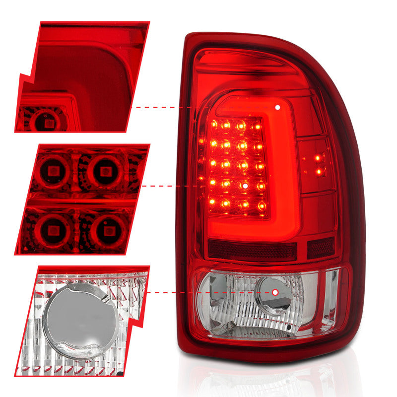 ANZO 311349 1904 fits Dodge 97-20 Dakota LED Taillights Chrome Housing Red Lens Pair