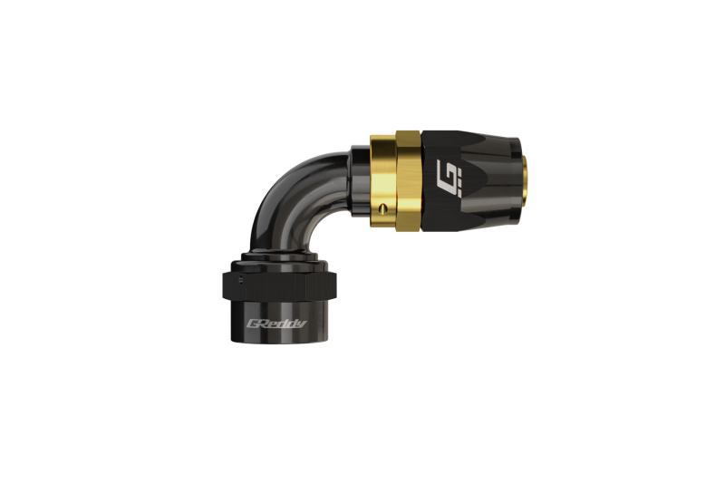 GReddy 12800812 AN08 120 DEGREE HOSE END SWIVEL BLACK/GOLD ANODIZED