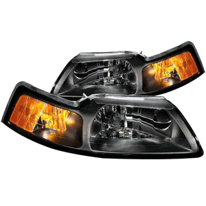 ANZO 121040 1999-2004 fits Ford Mustang Crystal Headlights Black