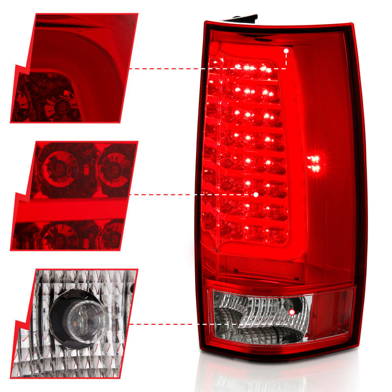 ANZO 311323 2014 fits Chevy 07-20 Tahoe LED Taillight Plank Style Chrome With Red/Clear Lens