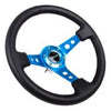 NRG RST-006BL RST-006BL Reinforced Steering Wheel Blk Leather w/Blue Circle