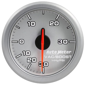 AutoMeter 9159-UL Autometer Airdrive 2-1/6in Boost/Vac Gauge 30in HG/30 PSI - Silver