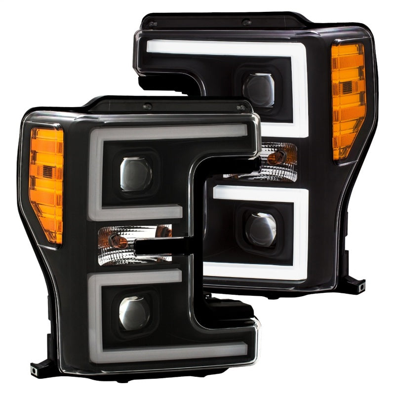 ANZO 111388 LED Headlights fits Ford 17-18 F-250 Super Duty Plank-Style L.E.D. Headlight Black (Pair)