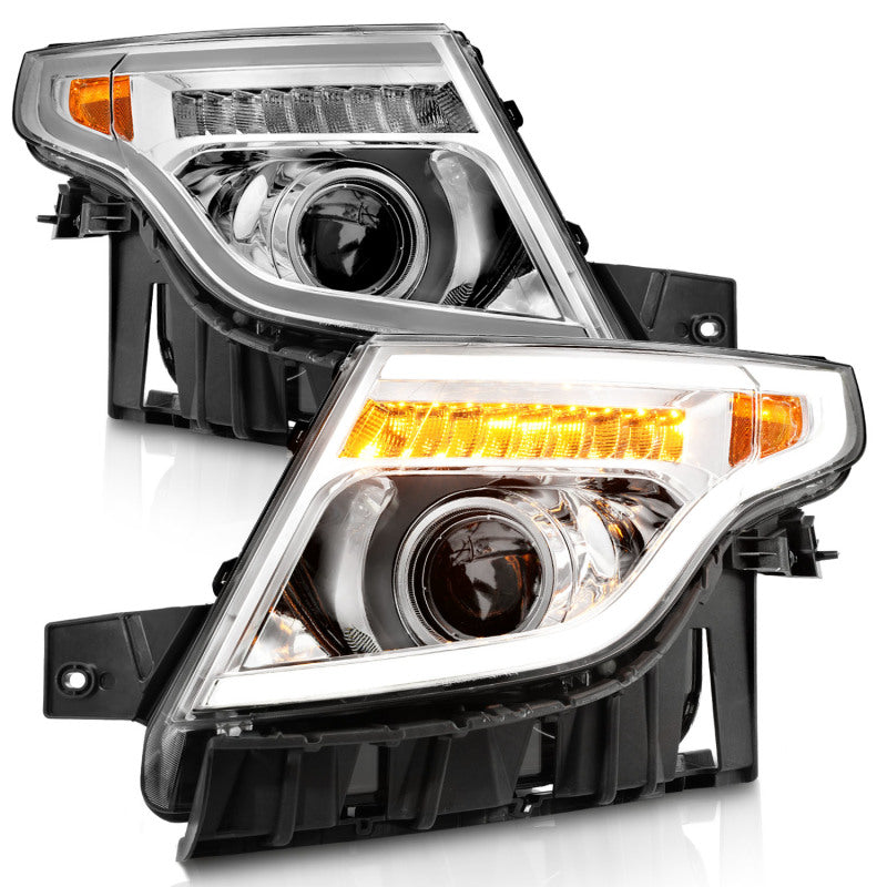 ANZO 111576 fits Ford 11-15 Explorer Projector Headlights w/ Light Bar Chrome Housing w/ Amber light