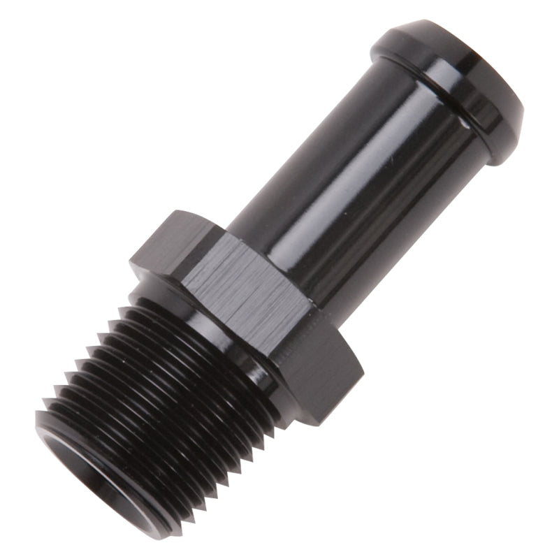 Edelbrock 8114 Hose End Straight 3/8In NPT to 1/2In Barb Black Anodize