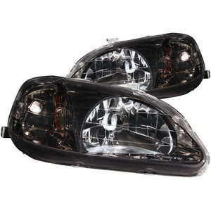 ANZO 121234 1999-2000 fits Honda Civic Crystal Headlights Gun-Metal Gray