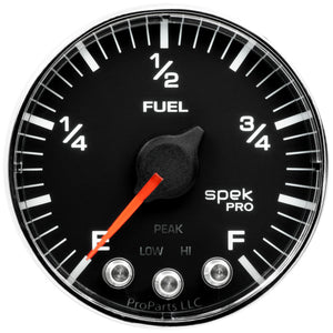 AutoMeter P312318 Autometer Spek-Pro Gauge Fuel Level 2 1/16in 0-270 Programmable Blk/Chrm